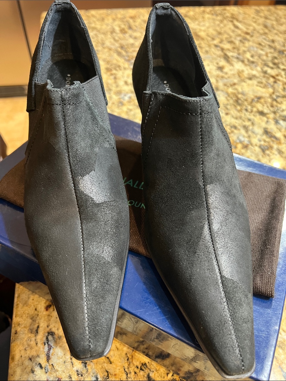 Donald J. Pliner Black Suede Pointed Oxfords